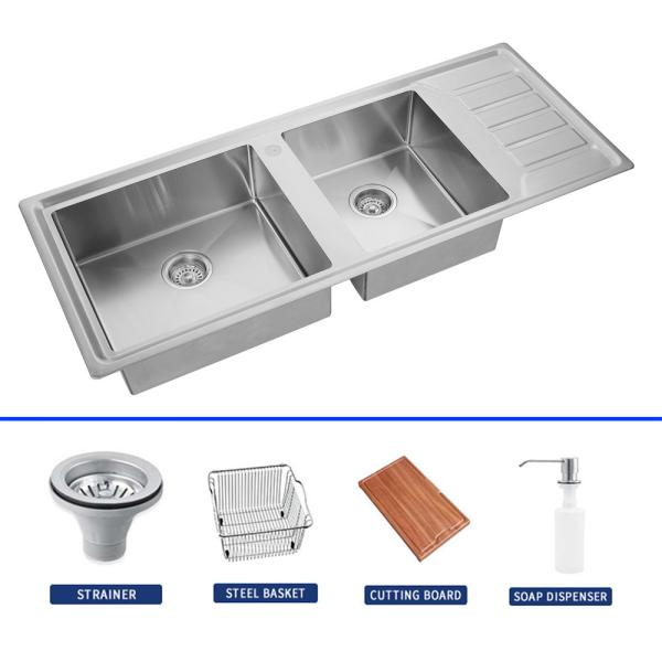 Rust Resistant SS Kitchen Sink Double Bowl Drop In 1200*500mm