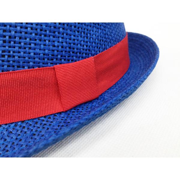 Unisex Fedora Panama Trilby Hat Adjustable Blue Color Custom Logo 56cm
