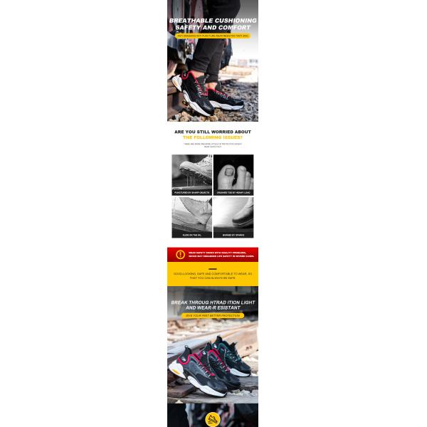 Sport Work Shoes Kevlar Anti Stabbing Effect Comfortable Safety Boots Steel Toe Prevent Smashing Prevent Collision