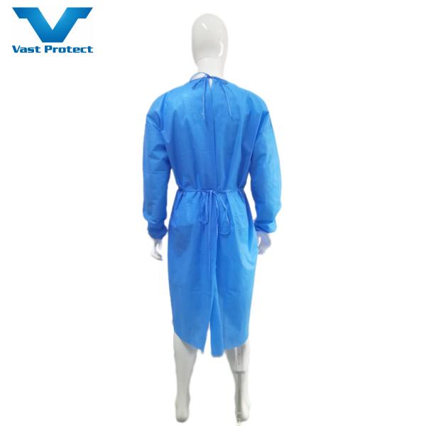 45gsm OEM Medical Isolation Gown Level 2 SMS Fabric Anti Bacterial Gown For Protection