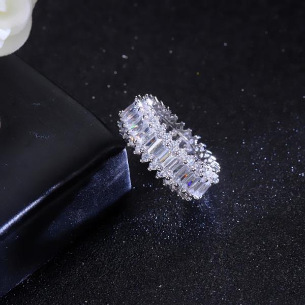 CZ Zircon Crystal Ring Cross Silver Ring for Women Wedding Trendy Ring Jewelry with 925 Stamp CZ Stone Ring