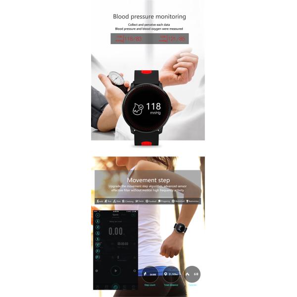 Ip68 Smart Bluetooth Fitness Bracelet Clever Clock High Resolution Round Touch LCD