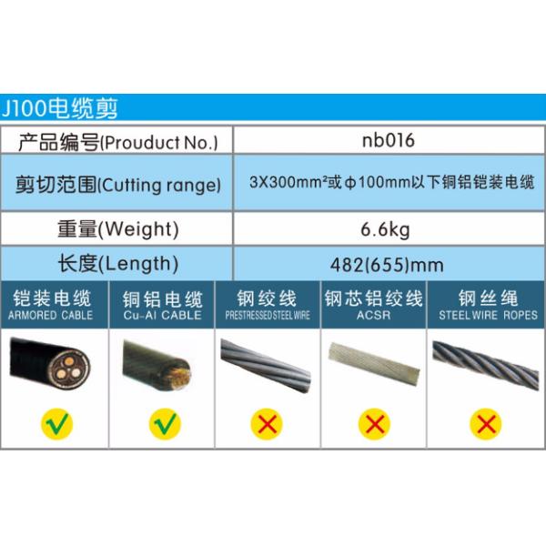 J100 AL/CU Armoured Cable 3X300mm2 Hand Cutter Ratcheting Cutter Tool