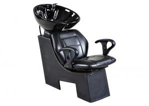 China Black Fiberglass Hair Salon Shampoo Chairs With Stainless Steel Tap And  Drain wholesale