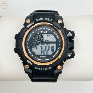 Quartz Digital Sports Watch Waterproof With Black Silicone Band