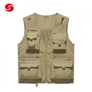 China                                  Custom Khaki Color Multi-Pockets Fishing Vest Hunting Military Vest              on sale
