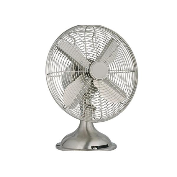 Retro Electric Desk Fan 4 Blade 45W Copper Motor Brushed Nickel CE ETL