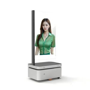 China Ultra Thin 4K Resolution Transparent Oled Capacitive Touch Screen With Rechargeable Battery Movable Digital Signage on sale