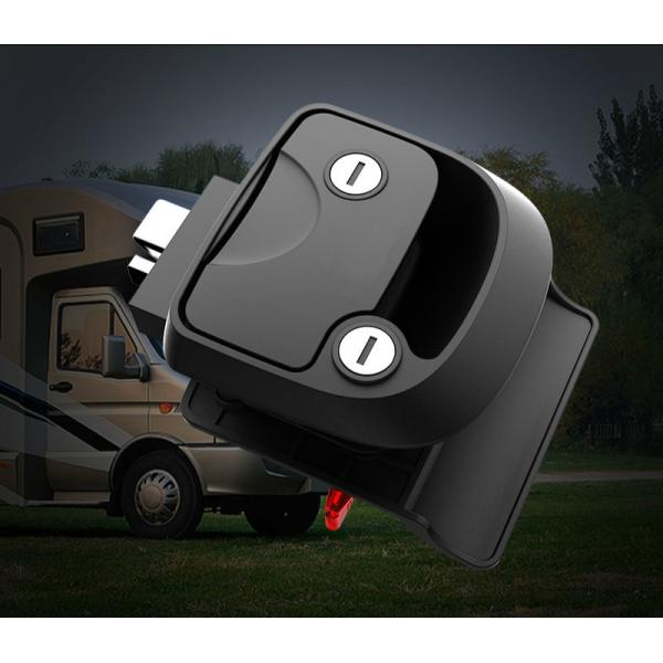 Caravan RV Door Lock Latch Garage Black Plastic With Brass Key
