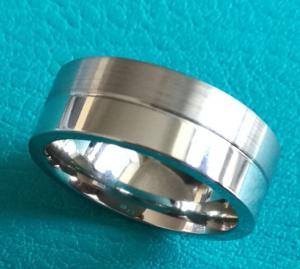 China 8mm Flat Surface Half Shiny Polish Half Matt Brush Finished Cobalt Chrome Ring Wedding Band Jewelry Ring on sale