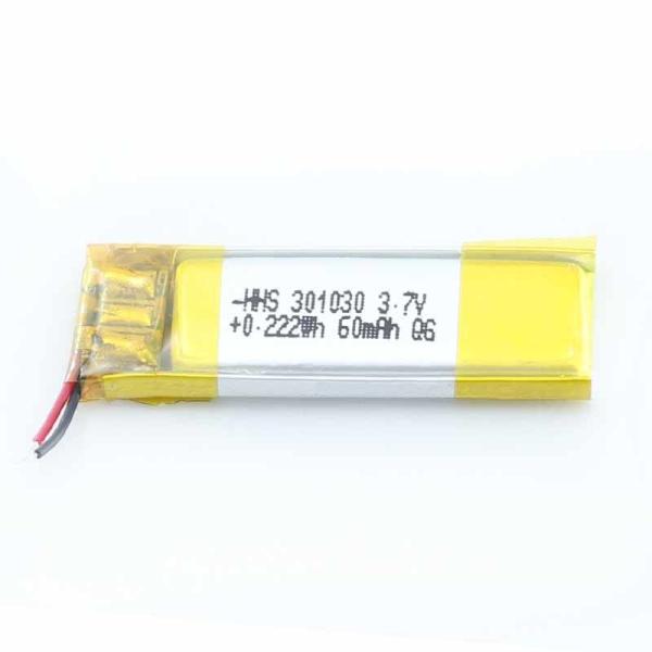 Bluetooth MSDS 3.7V 60mAh Polymer Battery Pack 1C Discharge
