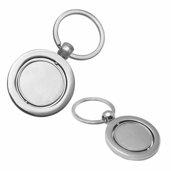 Custom Promotional Rotating Blank Metal Car Keyring Round Shape Zinc Alloy Keychain