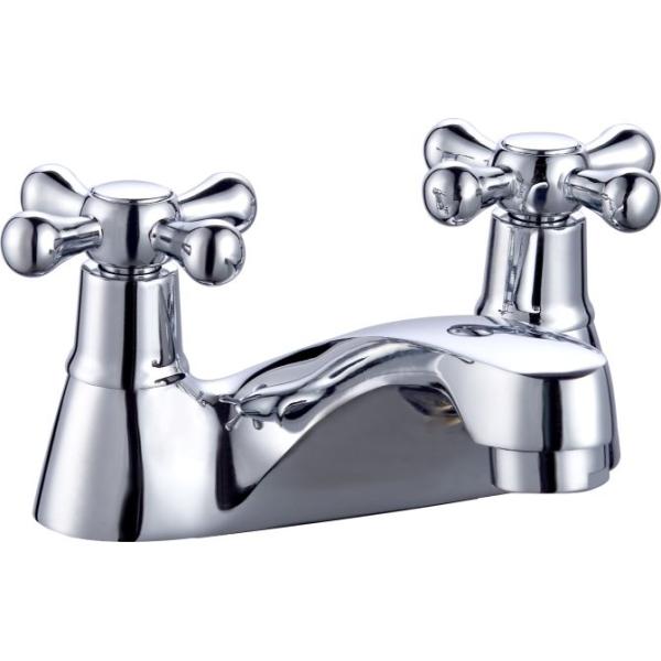 Drip Free Ceramic Cartridge 2 Handle Lavatory Faucet Centerset Sink Faucet
