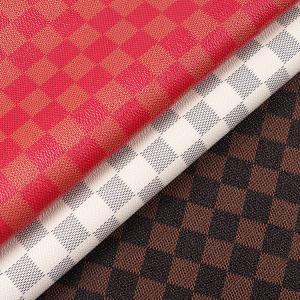 China Printed PVC Leather For Bags Mixed Color Checkerboard Faux Leather Fabric wholesale