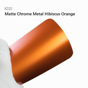Matte Chrome Metal Hibiscus Orange Vehicle Wraps TPU Car Vinyl Wrap Self