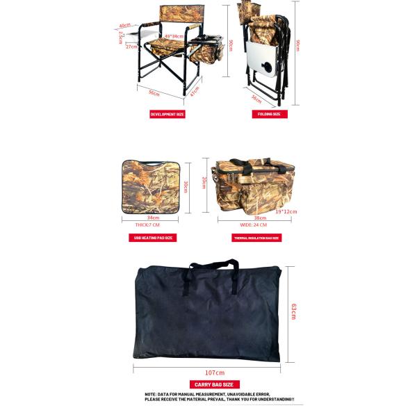 Outdoor Folding Heated Chair Camping Chair With Usb Charging With Heating Pad