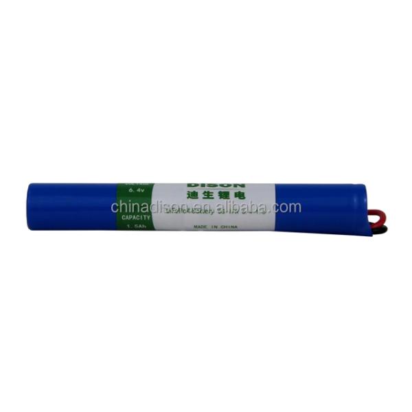 Cylindrical Lithium Ion Battery 6.4v 1.5Ah 9.6Wh LiFePo4 Battery Pack For Emergency Lighting