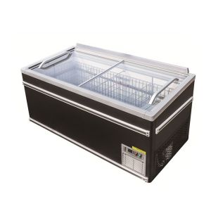 China Supermarket Island Freezer Sliding Glass Top Deep Combined Island Freezer on sale