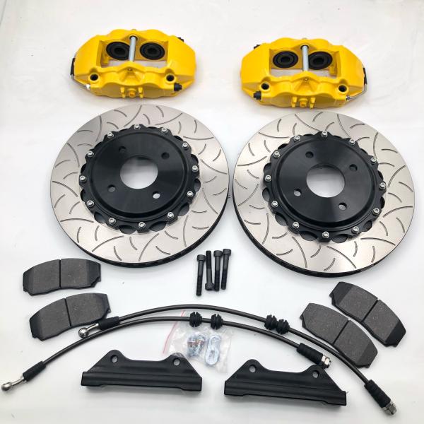 AP9200 18In Wheel Front Car Brake Kit Yellow 4 Pot Caliper 355*28mm