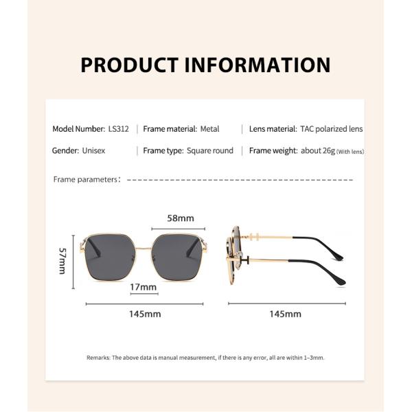 Outdoor Metal Frame Sunglasses 144mm UV Polarized Sunglasses For Prescription Lenses