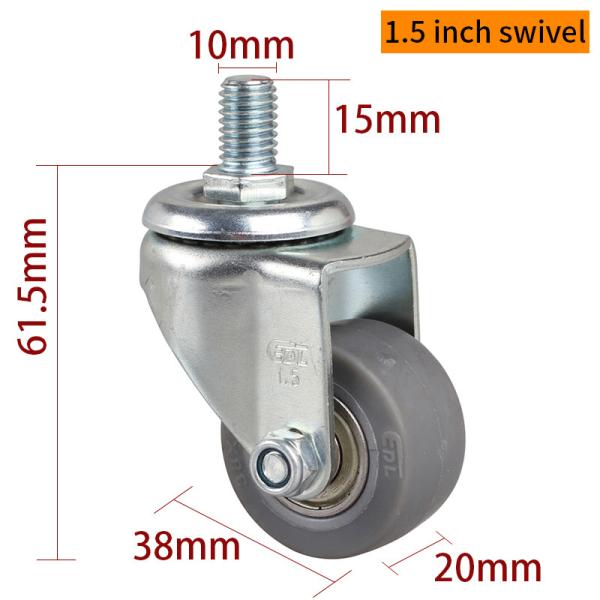 2615S-56 Mini Caster Wheels 1.5 Inch 38mm 35kg Threaded Chair Casters