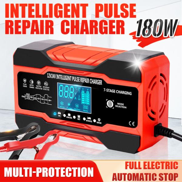 12V 24V 15A 7 Stage Intelligent Pulse Charger For Lead Acid Battery
