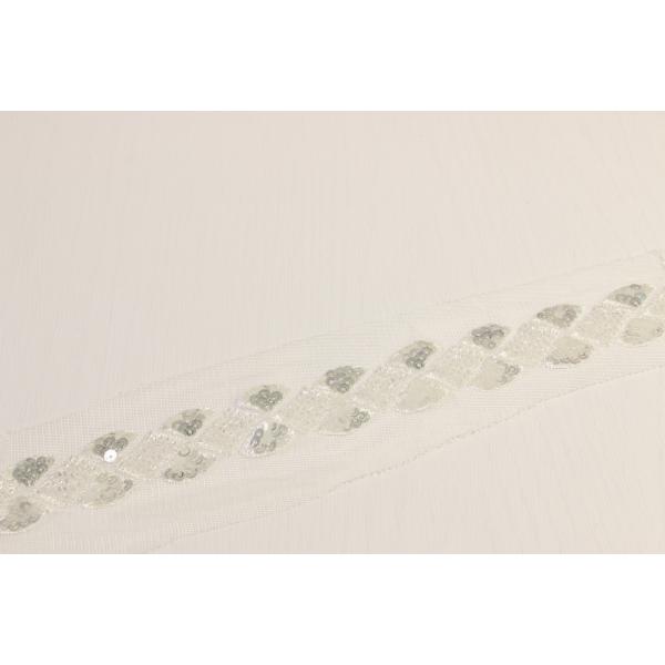 Delicate Fanlike Sequin Lace Trim 60mm Width Bugles Equipped
