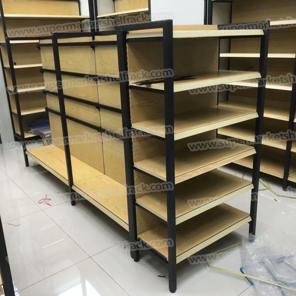 Supermarket Wooden Grocery Shelf Rack Snack Shelf 80KG 900mm 1.95M