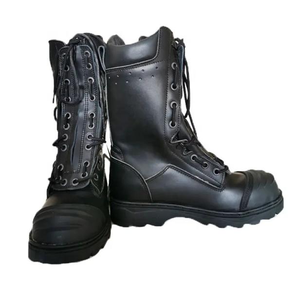 Durable Firefighter Safety Boots Black Firefighter Steel Toe Boots For Fire Fighting