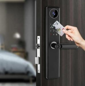 China Fingerprint Smart Front Door Locks With Peephole Camera Anti Peep Tuya Remote Control wholesale