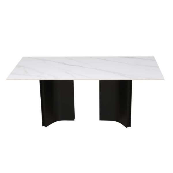 1800*900mm Ceramic Top Dining Table With Fixed Type And Black Alu Base