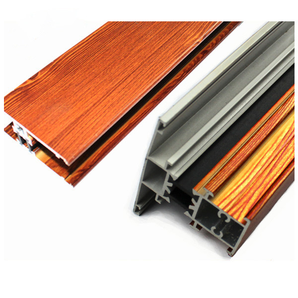 Wood Finished Sliding Shower Door Frame , Wood Grain Aluminium Profiles For Kitchen Cabinet