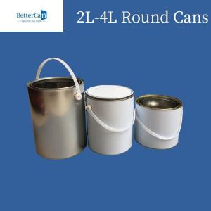 China 3 Liter / 5 Liter Paint Tin Cans Round Metal Tin Can For Chemical Coating Storage wholesale