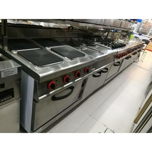 Western Kitchen Equipment Commercial Gas Stove 4 Burner with Down Oven 700*700*850+70mm