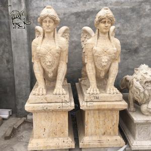 China BLVE Marble Sphinx Statues Natural Cave Stone Egyptian God Garden Sculpture Life Size Beige Outdoor Hand Carved wholesale