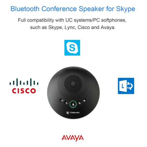 20m2-40m2 Room Bluetooth Conference Speakerphone 80dB Output For Skype