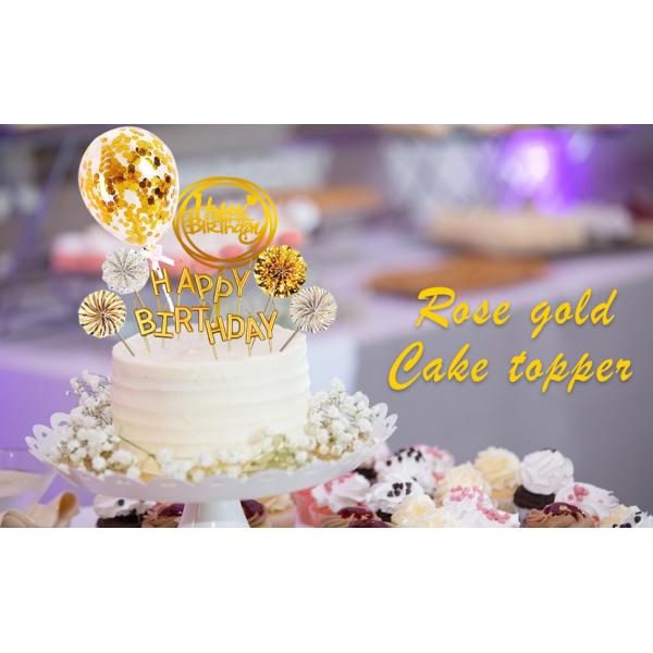 Gold Birthday Cake Topper Decoration Set