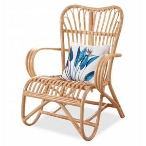 China Hand Made Natural Rattan Cane Wicker Lounge Chair Steel Frame on sale