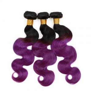 China 7A Ombre Purple Hair Weave / Two Tone Brazilian Body Wave Hair No Fiber on sale