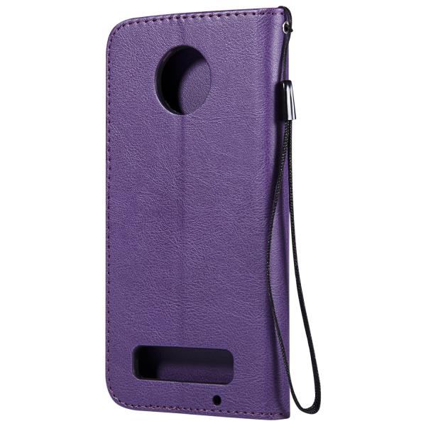 Moto Z3 Play Pure Color Leather Wallet Protective Case with Card Slots