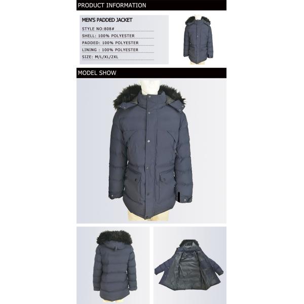 Water Resistant Mens Light Padded Jacket , Large Mens Padded Fur Hood Jacket