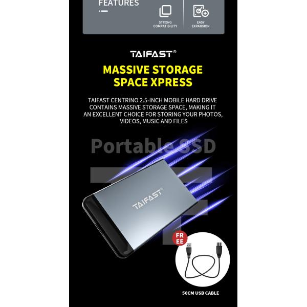 External Rosh Taifast 2.5 Inch SSD SATA Hard Disk Box Usb 3.0 Mobile For PC Laptop 150g