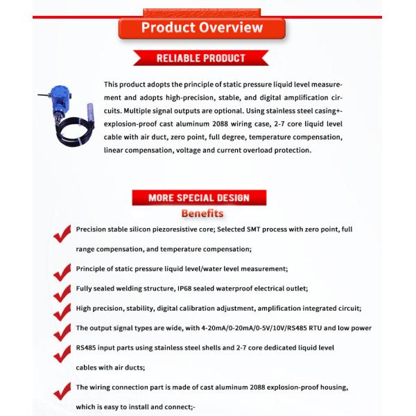 0.5-100m Range UNIVO Explosion-proof Liquid Level Sensor for Liquid Level Monitoring