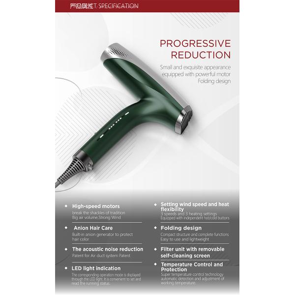 Styling Travel Hair Dryer 110000r/min , Professional Salon Hair Dryer Portable