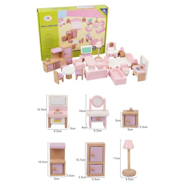 Classical 10.5cm Natural Mini Wooden Doll House Toys Furniture