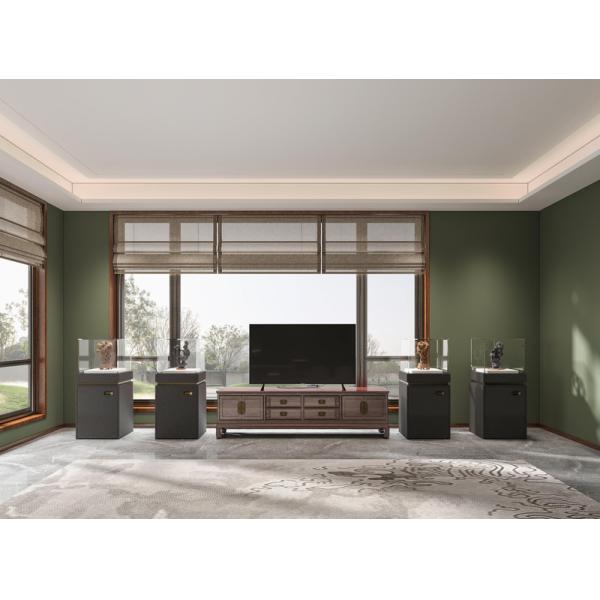 Transitional Metal TV Storage Solutions With Vintage Wood Aesthetics