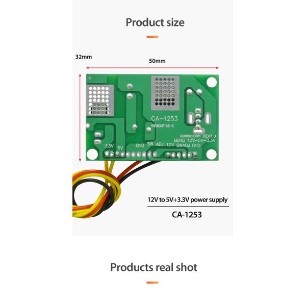 CA-1253 12V to 5V to 3.3V DC-DC Converter off Board LCD Power Supply Module Voltage Conversion Step-Down Wire DC-DC Power Supply