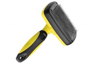 Yellow Pet Grooming Comb Stainless Steel Teeth TPR Handle OEM ODM Accepted
