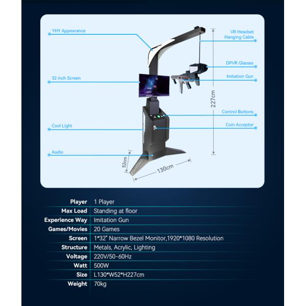 DPVR E3C Glass Shooting Vr Simulator Machine Small Footprint Self Service