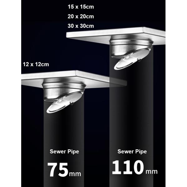 6" 7.9" 11.8" Stainless Steel Square Shower Drain With Brush Polishing Finish